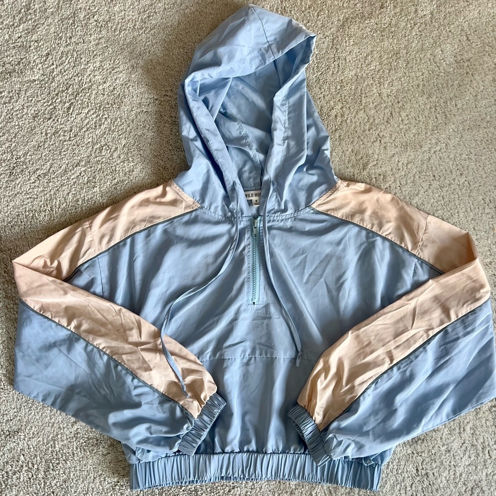 Wild Honey Cropped Lightweight Drawstring Jacket with Hood